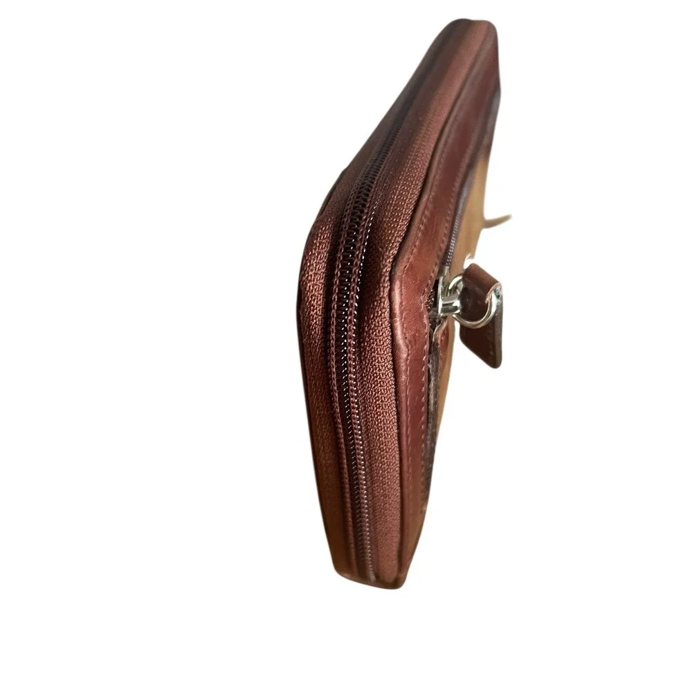 Mancini Women's Casablanca Collection Rfid‎ Secure Clutch Wallet Brown Nickel